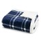 Americanflat 60x80 Oversized Tattersall Fleece Throw Blanket - Reversible Sherpa Backing - Ultra Soft Plush Comfort - Cozy Warmth For Couch Or Bed - Blue